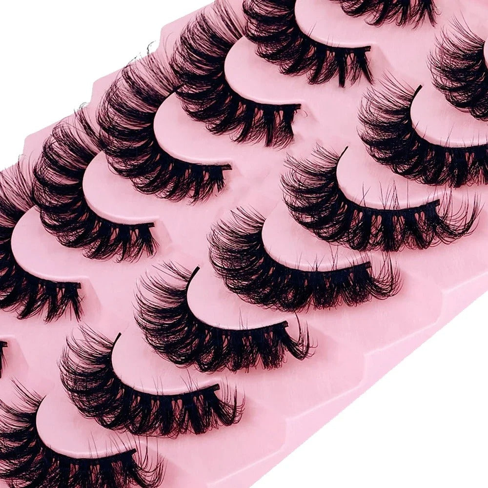 7 Pairs False Eyelashes Wispy Lashes Natural Look Fake Eyelashes Cat Eye Lashes Faux Mink Fluffy Strip False Lashes Pack